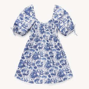 Staud Mini Faye Dress in Blue Toile L